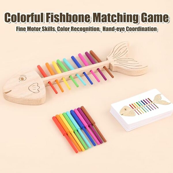 Montessori Fish Bone Matching Puzzle Toy Color Classification and Sensory Matching Game Children's Growth Gift Toy - Image 3