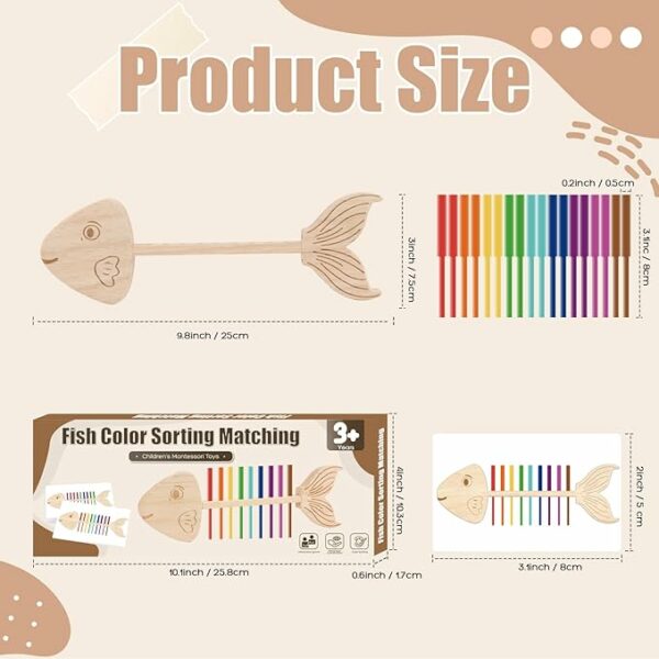 Montessori Fish Bone Matching Puzzle Toy Color Classification and Sensory Matching Game Children's Growth Gift Toy - Image 2